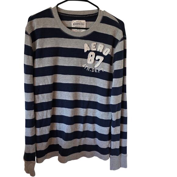 Aeropostale Mens Long Sleeve Striped Tee Size Large Y2K - Picture 1 of 3